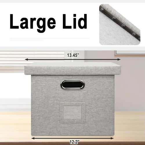 Vista 4 de Graciadeco Caja organizadora de archivos, coleccionista de almacenamiento plegable con tapa para cartas tamaño legal, carpetas colgantes decorativas