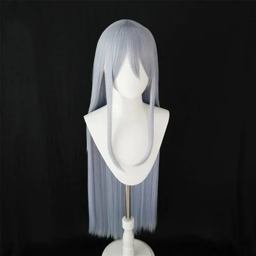 Vista 3 de Xingwang Queen Yoisaki Kanade - Peluca de cosplay larga y recta gris para mujeres y niñas