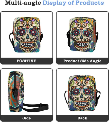 Vista 4 de Sinestour Mexico Flag Messenger Bag for Women Men Over The Shoulder Bag for Phone Passport