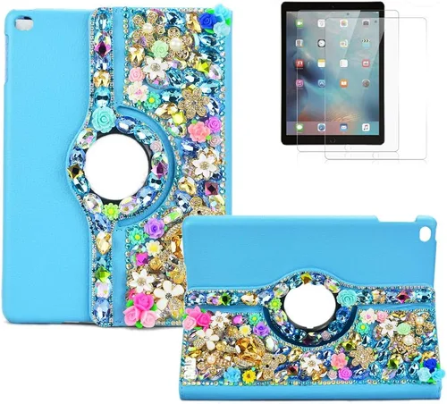 Vista 23 de Bling - Funda compatible con Samsung Galaxy Tab A7 10.4 (2022) - Elegante - 3D hecha a mano con mariposa de cristal giratoria de 360 grados