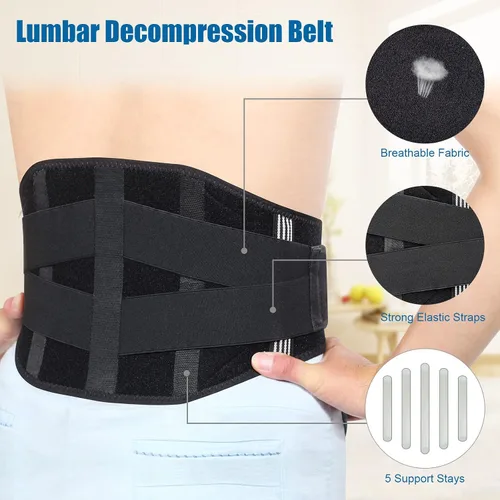Vista 2 de CUEHEAT Soporte para aliviar el dolor de espalda baja, cinturón de apoyo lumbar para mujer, cinturón de soporte de espalda ajustable con 5