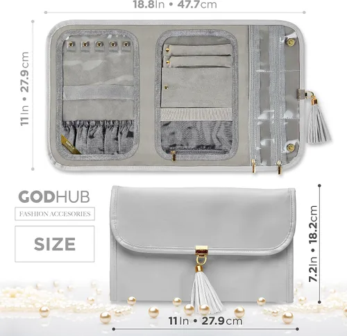 Vista 2 de GodHub Estuche de viaje para joyas Organizador de joyas de viaje Organizador de joyas Joyero Organizador de Mujer Pequeño estuche de viaje