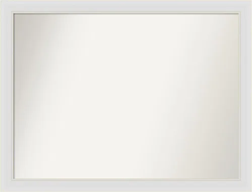 Vista 349 de Amanti Art Espejo de baño blanco para sobre el fregadero, 24 x 26 pulgadas, espejo rectangular blanco y blanco, marco de madera contemporáneo