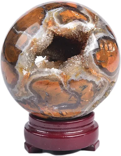 Vista 117 de JIC Gem Piedra Natural de Jaspe Africano Cristal de Curación Esfera Adivinación Bola de Piedra Preciosa, Feng Shui Reiki Aura Decoración