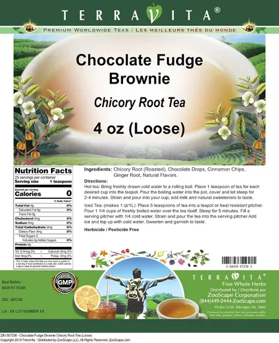 Vista 2 de Chocolate Fudge Brownie Té de raíz de achicoria (suelto) (4 oz, ZIN: 567236)