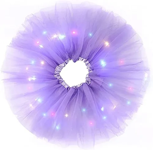 Vista 14 de Faldas de tutú LED para mujer, falda de tul con capas para baile de ballet, faldas iluminadas para disfraz de fiesta