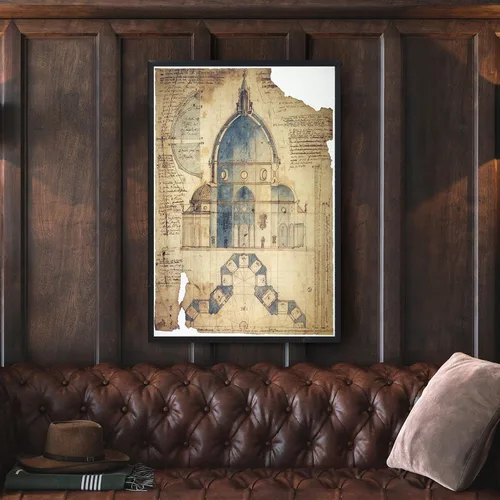 Vista 2 de Florencia Brunelleschi Ncross-Sección De Filippo BrunelleschiS Diseño Para La Cúpula De Santa María Del Fiore Catedral En Florencia Italia Dibujo