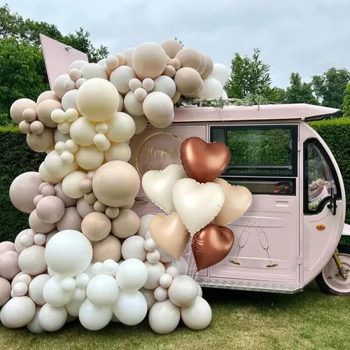 Vista 7 de Globos de 40 pulgadas con números 4 color blanco crema, globo grande del número 4 con 6 globos de helio de papel de aluminio, globos grandes