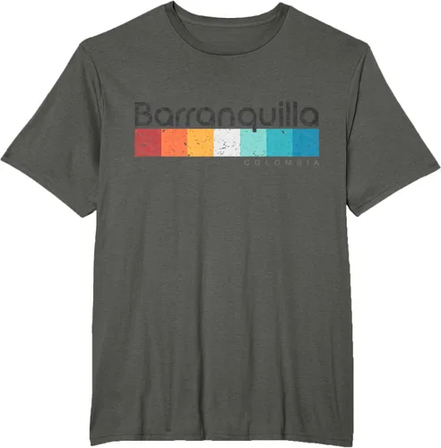 Vista 5 de Barranquilla Colombia - Camiseta de diseño vintage de estilo retro, Blanco, S