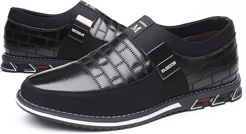 Vista 4 de COSIDRAM Hombres Casual Zapatos De Verano Zapatillas Mocasines Transpirable Comodidad Zapatos De Caminar De Moda Zapatos De Conducción De Lujo Negro