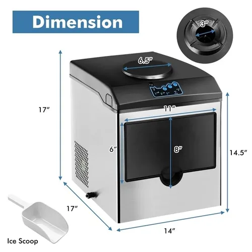 Vista 8 de ARLIME - Máquina para hacer hielo con dispensador de agua, máquina de hielo de encimera 2 en 1 con canasta de almacenamiento de 5 libras, 2 formas