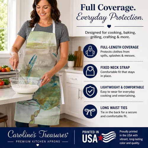 Vista 3 de Caroline's Treasures SC2013APRON - Delantal de cangrejo azul para cocinar, hornear, manualidades, jardinería para adultos, mujeres y hombres
