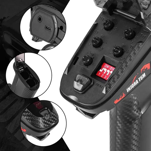 Vista 4 de INJORA T6M Transmisor Micro 2.4GHz con Receptor Compacto T4DCM para Coche RC 1/30 1/24 1/18