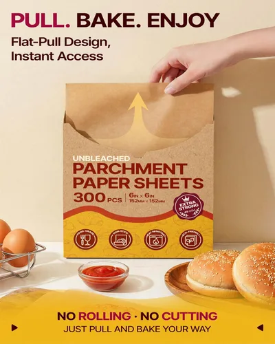 Vista 7 de Katbite 300 piezas de papel de hamburguesa de 6 x 6 pulgadas, papel de hamburguesa, hojas de pergamino sin blanquear, resistentes y antiadherentes