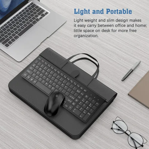Vista 6 de Combo de teclado y mouse inalámbrico recargable - J JOYACCESS 2.4G Combo de teclado y mouse inalámbrico compacto, silencioso y delgado para laptop