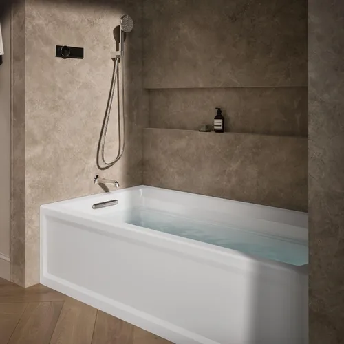 Vista 2 de Kohler 1125-LA-0 Archer® 72.4 in x 36.0 in baño alcobólico, drenaje izquierdo, Blanco Biscuit