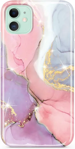 Vista 13 de Funda compatible con iPhone 11, diseño de mármol con purpurina dorada, delgada, a prueba de golpes, flexible, TPU suave, funda de silicona de goma