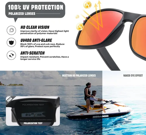 Vista 6 de MEETSUN Polarized Sunglasses for Men Women Classic Sports Fishing Driving Sun Glasses UV400 Protection