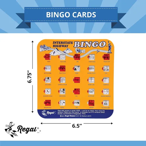 Vista 5 de Regal Games Juego de bingo de carreteras interestatales para viaje, cartas de bingo para vacaciones familiares, viajes en automóvil y viajes por