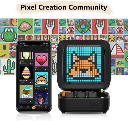 Vista 7 de Divoom Pixoo Pixel Art Display y altavoz Bluetooth retro Ditoo Pro - Pixel Art personalizable, Bluetooth 5.0, para decoración creativa y diversión