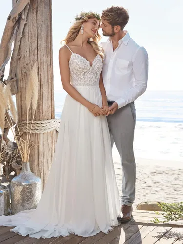 Vista 5 de WaterDress Vestidos de novia de playa para novia 2023 Encaje Boho vestidos de novia de novia WDW002