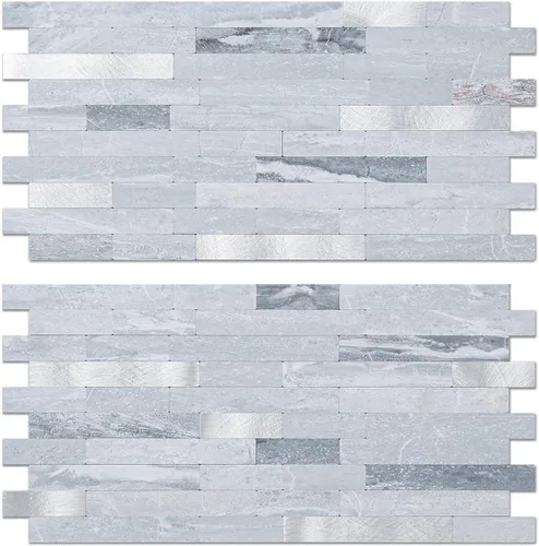 Vista 21 de AULIGET - 20 láminas de azulejos de pared de PVC autoadhesivos con aspecto de madera desgastada, para salpicadero de cocina Madera vintage + metal