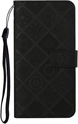 Vista 2 de Funda compatible con Samsung Galaxy A32 5G con tarjetero de cuero con tapa abatible, estampado retro con función atril, funda protectora magnética