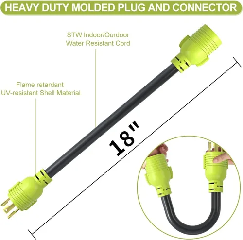 Vista 5 de Adaptador de interruptor de transferencia de generador AOWEITOUR NEMA L5-30P enchufe macho a L14-30R hembra, enchufe de bloqueo giratorio de 30