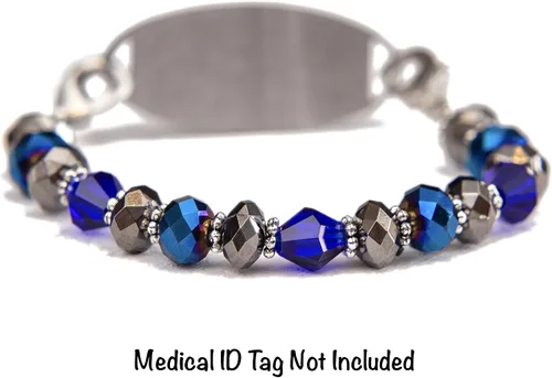 Vista 69 de Pulsera elástica de alerta médica, pulsera de identificación médica de repuesto intercambiable, etiqueta de identificación no incluida, cristales