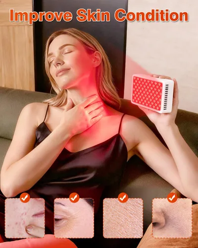 Vista 5 de Terapia de luz roja para cara y cuerpo, panel portátil de terapia de luz roja, luz roja de 660 nm y luz infrarroja de 850 nm para aliviar el dolor