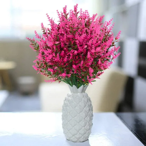 Vista 6 de GREENRAIN 8 ramilletes de flores artificiales de lavanda 6#rosa intenso