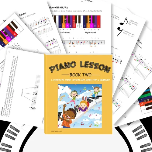 Vista 8 de QMG Piano Lessons Book 2: A Complete guide for Kids and Beginners; Color Coded Staff Notes; Designed and Printed in USA