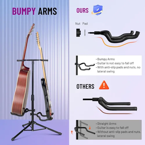 Vista 5 de CAHAYA Soporte de guitarra plegable doble soporte universal de doble