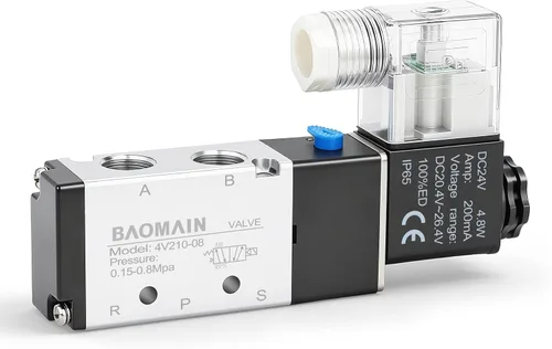 Vista 15 de Baomain Válvula electromagnética neumática de 1/4" 4V210-08 DC 24V 2 posiciones Base Quick Fittings con sistema de silenciador base