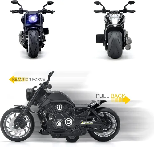Vista 3 de Motocicleta de juguete, juguete de motocicleta con sonidos y luces, modelo de motocicleta de aleación 1:12 para niños, juguete de motocicleta
