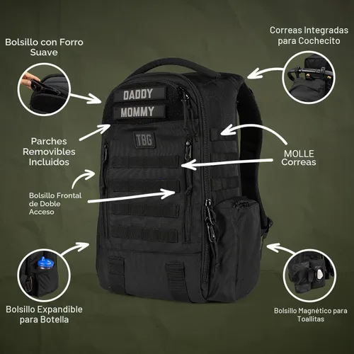 Vista 3 de Tactical Baby Gear Daypack Tactical Pañalera Mochila - Negro Negro 4ª