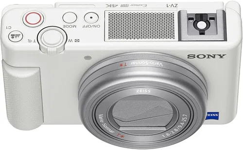 Vista 4 de Sony Cámara digital ZV-1 (blanco) (DCZV1/W) + tarjeta de memoria de 64 GB + lector de tarjetas + bolsa suave de lujo + trípode flexible + cartera