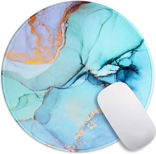 Vista 9 de Oriday Alfombrilla de mouse redonda personalizada para juegos, estética, elegante alfombrilla de mouse circular con borde cosido para escritorio