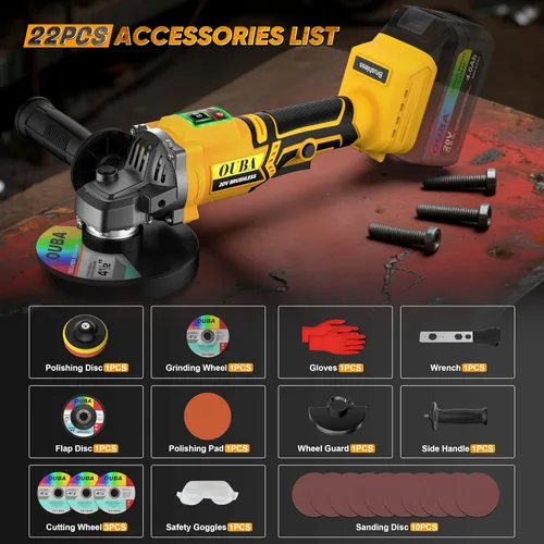 Vista 8 de Amoladora angular inalámbrica, compatible con la herramienta de amoladora de batería Dewalt de 20 V Max, motor sin escobillas con LED, 3 velocidades