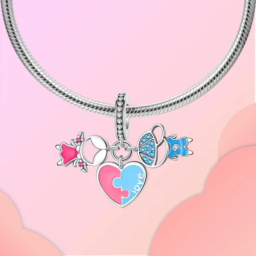 Vista 71 de LUXILLA Abalorio de plata de ley 925 para madre, hija, abuela, para familia, amor, madre, hija, abuela, para pulseras, collares, dijes, abalorios