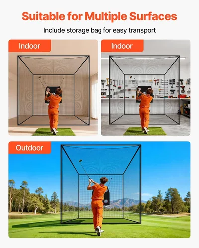 Vista 6 de VEVOR Jaula de bateo de béisbol,Red profesional de entrenamiento de bateo de béisbol de sóftbol,Red de entrenamiento de bateo de PE cerrada de alta