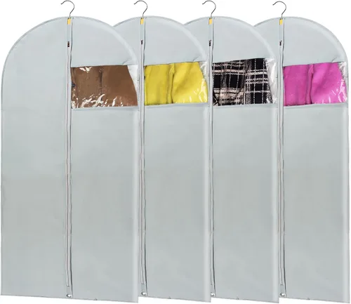 Vista 15 de Bolsa de ropa transparente para almacenamiento en el armario, bolsas de vinilo para colgar ropa, bolsas cortas para colgar ropa, fundas de abrigo