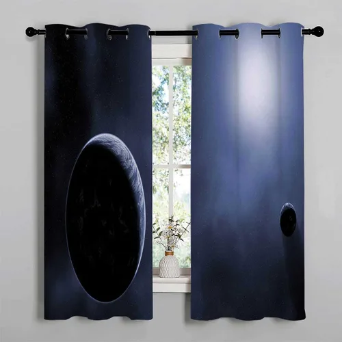 Vista 3 de Modern Curtains Universe Planet Doorway Curtain Rod Cortinas para Separar Cuartos 72Inch Width by 72Inch Length,2 Panels