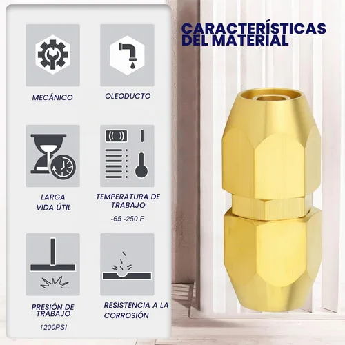 Vista 6 de ChillWaves - Adaptador de repuesto reutilizable de latón para aire, empalmador de manguera reutilizable de 1/4 de pulgada de diámetro interno