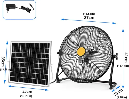 Vista 7 de Portable Camping Fan, Solar Fan, Solar Powered Fan, Oscillating Floor Fan, For Outside,Travel,Chicken Coop,Dog