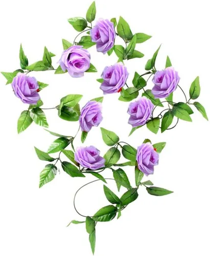 Vista 3 de Zhiheng Paquete de 4 vides de rosas artificiales de 7.8 pies con hojas verdes, flores falsas, plantas colgantes de jardín, guirnalda de vid