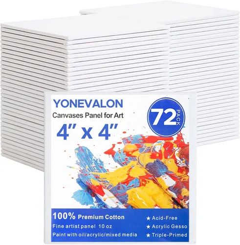 Vista 10 de YOURSORTER Mini Lienzo para pintar 4x4 pulgadas, paquete de 20 pequeños lienzos para pintar para novatos y artistas, imprimados con gesso libres