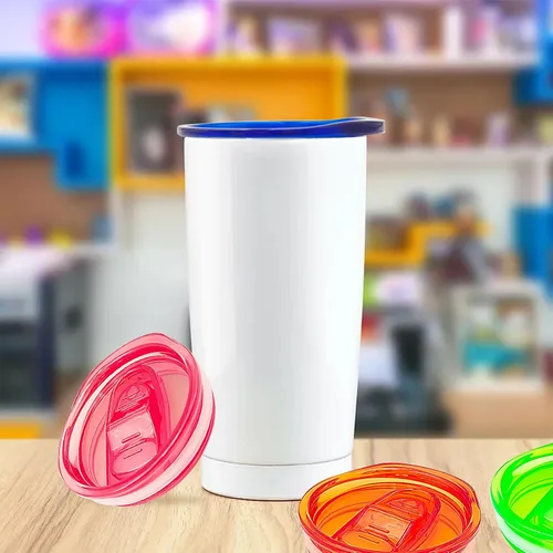Vista 4 de Paquete de 5 tapas de repuesto delgadas de 20 onzas, de plástico, a prueba de salpicaduras, a prueba de derrames, para vaso, enfriador de café