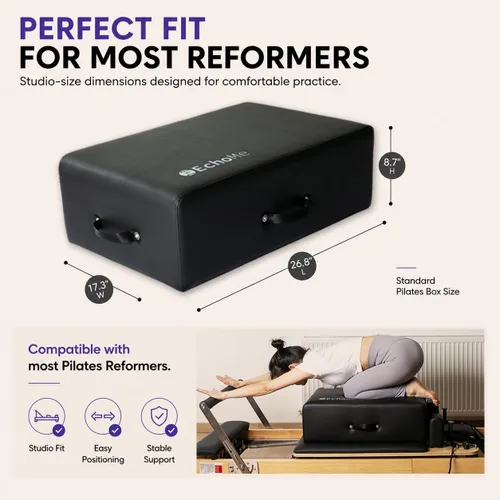 Vista 4 de EchoMe Pilates Reformer - Caja para sentarse, accesorio de pilates para ejercicios
