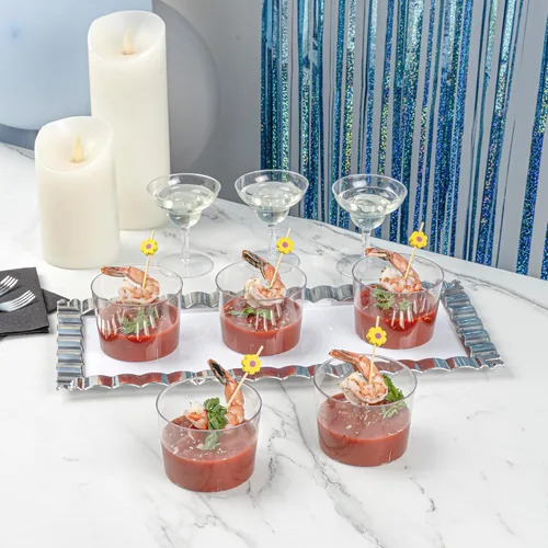 Vista 4 de Restaurantware Copas de parfait de 6 onzas, 20 tazas redondas de mousse, desechables, duraderos, de plástico transparente, para postres, aperitivos